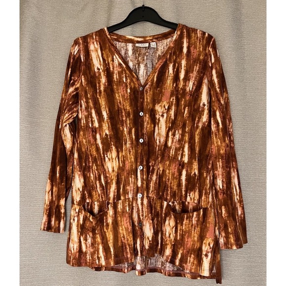 LOGO by Lori Goldstein Water Color  Button Down Blouse - Picture 4 of 11